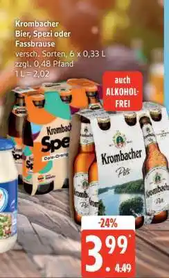 Edeka Krombacher Bier, Spezi oder Fassbrause Angebot