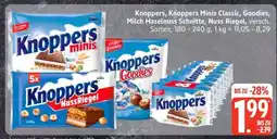 Edeka Knoppers, Knoppers Minis Classic, Goodies, Milch Haselnuss Schnitte, Nuss Riegel Angebot