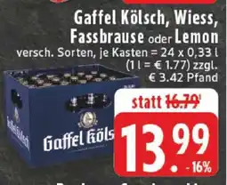 Edeka Gaffel Kölsch, Wiess, Fassbrause oder Lemon Angebot