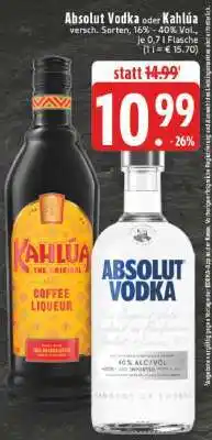 Edeka Absolut Vodka oder Kahlua Angebot
