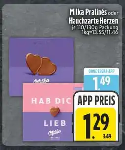 Edeka MILKA Pralinés oder Hauchzarte Herzen Angebot