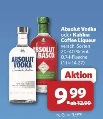 Combi Absolut Vodka oder Kahlua Coffee Liqueur Angebot