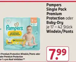 Rossmann Pampers Single Pack Premium Protection oder Baby-Dry Angebot