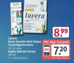 Rossmann Lavera Basis Sensitiv Anti-Falten Feuchtigkeitscreme 50 ml oder Hydro Refresh Serum 30 ml Angebot