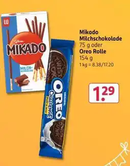 Rossmann Mikado Milchschokolade 75 g oder Oreo Rolle 154 g Angebot