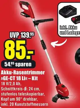 B1 Discount Baumarkt Einhell Akku-Rasentrimmer GE-CT 18 Li Kit Angebot