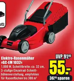 B1 Discount Baumarkt Einhell Elektro-Rasenmäher GC-EM 1032 Angebot