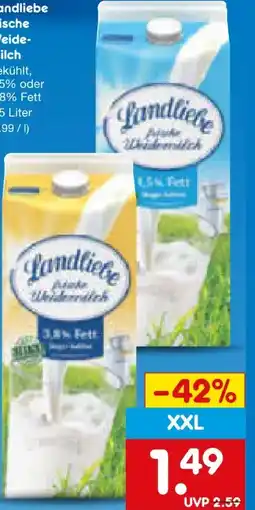 Netto Marken-Discount Landliebe frische Weidemilch XXL Angebot
