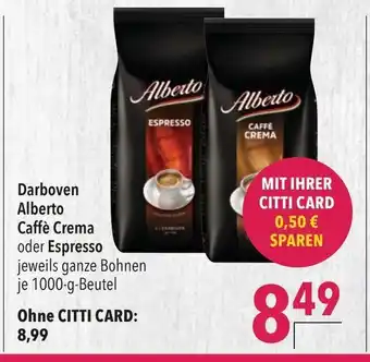 CITTI Markt Darboven Alberto Caffe Crema o. Espresso 1kg Angebot