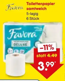 Netto Marken-Discount Favora Toilettenpapier Samtweich Angebot