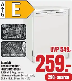 B1 Discount Baumarkt Exquisit Geschirrspüler GSP6012-030E Angebot