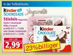 Norma Stieleis Yogurette, Kinder Schokolade Milky Caramel Angebot