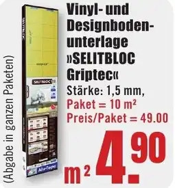 B1 Discount Baumarkt Vinyl- und Designbodenunterlage SELITBLOC Griptec Angebot