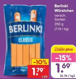 Netto Marken-Discount Berlinki Würstchen Angebot