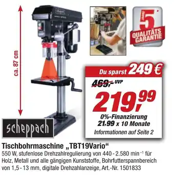 toom Baumarkt Scheppach Tischbohrmaschine TBT19Vario Angebot