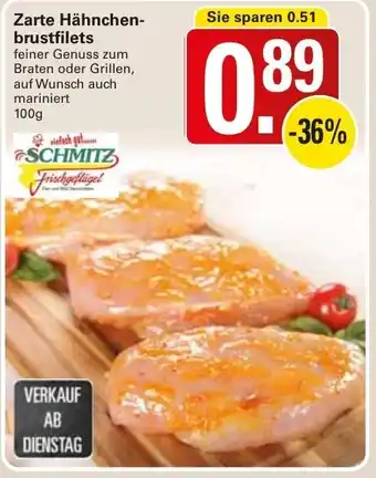 WEZ Zarte Hähnchenbrustfilets 100g Angebot