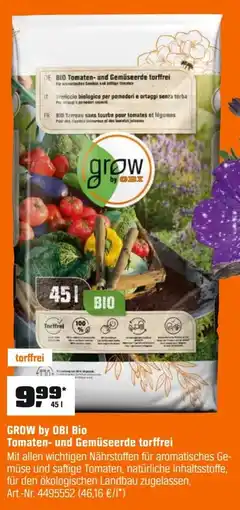 OBI GROW by OBI Bio Tomaten- und Gemüseerde torffrei Angebot