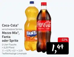 KONSUM Coca-Cola, Mezzo Mix, Fanta oder Sprite Angebot