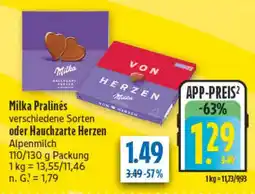 diska Milka Pralinésoder Hauchzarte Herzen Alpenmilch Angebot