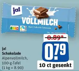 REWE ja! Schokolade Angebot