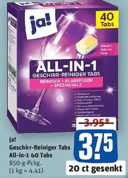 REWE ja! Geschirr-Reiniger Tabs All-in-1.40 Tabs Angebot
