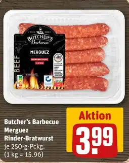 REWE Butcher's Barbecue Merguez Rinder-Bratwurst Angebot