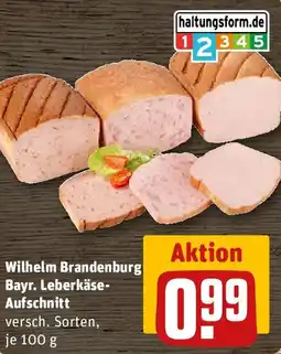 REWE Wilhelm Brandenburg Bayr. Leberkäse- Aufschnitt Angebot