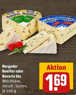 REWE Bergader Bonifaz oder Bavaria blu Weichkäse, Angebot