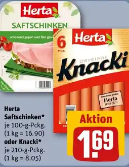 REWE Herta Saftschinken oder Knacki Angebot