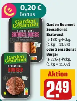 REWE Garden Gourmet Sensational Bratwurst oder Sensational Burger Angebot