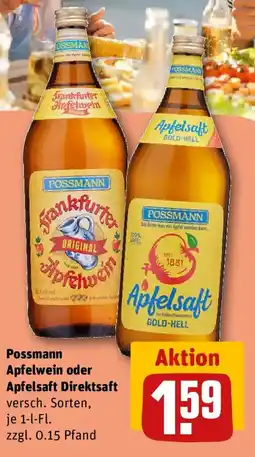REWE Possmann Apfelwein oder Apfelsaft Direktsaft Angebot
