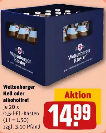 REWE Weltenburger Hell oder alkoholfrei Angebot