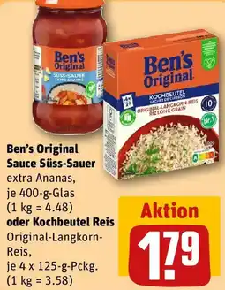 REWE Ben's Original Sauce Süss-Sauer oder Kochbeutel Reis Angebot