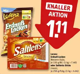 REWE Lorenz Erdnuẞ Locken oder Saltletts Sticks Angebot