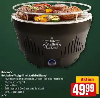 Butcher's Holzkohle-Tischgrill mit Aktivbelüftung