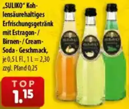 Mix Markt SULIKO Kohlensäurehaltiges Erfrischungsgetränk mit Estragon-/ Birnen-/Cream Soda-Geschmack Angebot