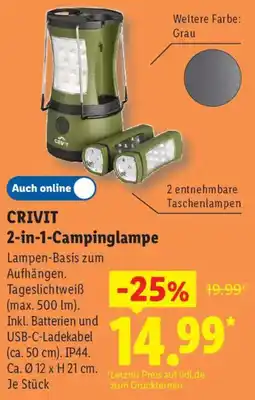 Lidl CRIVIT 2-in-1-Campinglampe Angebot