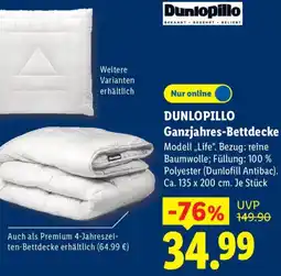Lidl DUNLOPILLO Ganzjahres-Bettdecke Angebot