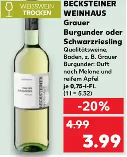 Kaufland BECKSTEINER WEINHAUS Grauer Burgunder oder Schwarzriesling Angebot