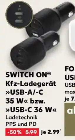 Kaufland SWITCH ON Kfz-Ladegerät >>>USB-A/-C 35 W<< bzw. >>USB-C 36 W<< Angebot