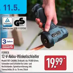 Aldi Nord FERREX 12-V-Akku-Winkelschleifer Angebot