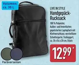 Aldi Nord LIVE IN STYLE Handgepäck Rucksack Angebot