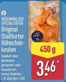 Aldi Nord RÜGENWALDER SPEZIALITÄTEN Original Staßfurter Hähnchenkeulen Angebot