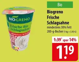 Famila Nord Ost Biogreno Frische Schlagsahne Angebot
