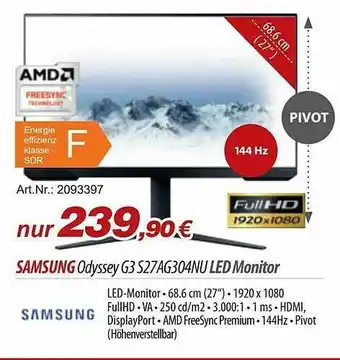 ACom PC Samsung Odyssey G3 S27ag304nu Led Monitor Angebot