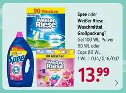 Rossmann Spee oder Weißer Riese Waschmittel Großpackung Angebot