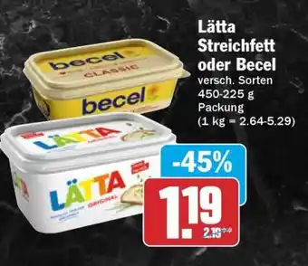 HIT Lätta Streichfett oder Becel Angebot