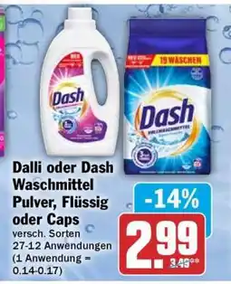 HIT Dalli oder Dash Waschmittel Pulver, Flüssig oder Caps Angebot