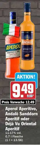 HIT Aperol Aperitivo, Andalö Sanddorn Aperitif oder Déjà Vu Oriental Aperitif Angebot