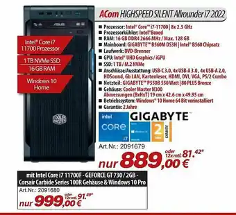 ACom PC Acom Highspeed Silent Allrounder I7 2022 Angebot